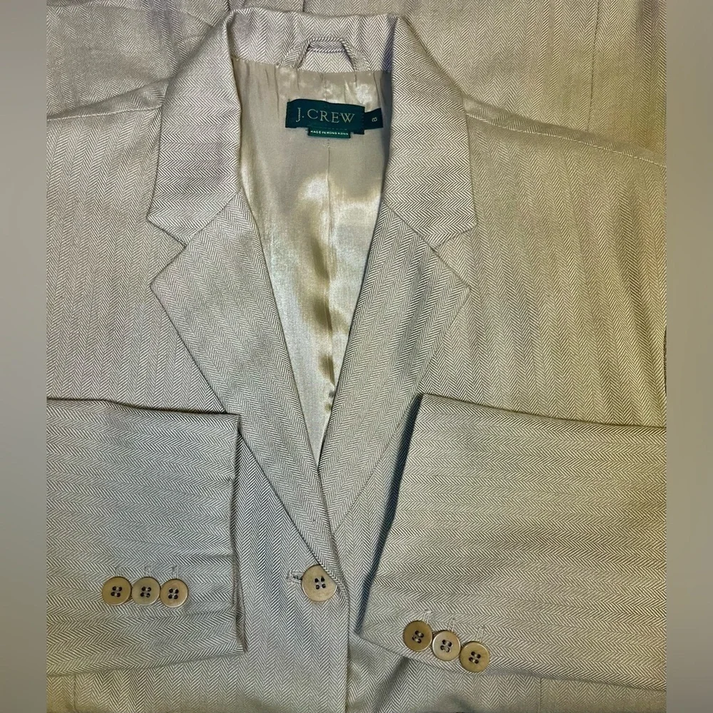 J. Crew Vintage Green Tag  Wool Blend Herringbone Women’s Jacket Blazer  Size 8